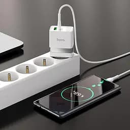 Адаптер мережевий Hoco Type-C to Type-C Extension Cable speed charger set N21 1USB/1Type-C, PD/QC, 3A/30W - мініатюра 2