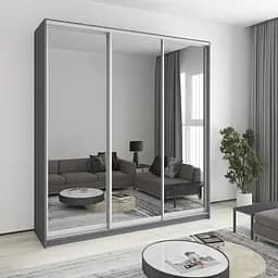 Шкаф-купе трехдверный MebelStar Комбо AL 3 Зеркала 220x45x240 см Антрацит (MBS-2182)