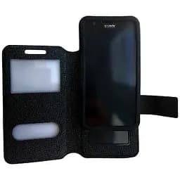 Чехол-книжка универсальный 2 окна 5 дюймов черный