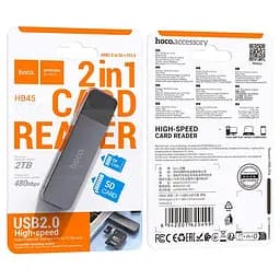 Кардрідер Hoco HB45 Spirit 2-in-1 Usb 2. 0 card reader сірий - мініатюра 3