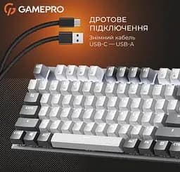 Клавиатура игровая механическая GamePro MK-144-G Hot-Swap Outemu Red Switch USB Gray-White - мініатюра 14