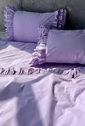Комплект постільної білизни двоспальний з рюшами 180х200 см варена бавовна White Dream Ліловий (2003/1R)