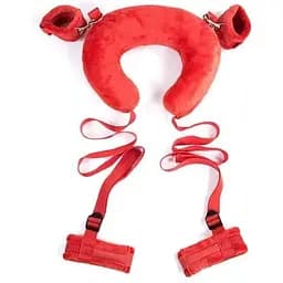 Бандажний BDSM-набір для рук, ніг та шиї One Size Червоний