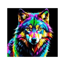 Картина за номерами на чорному фоні Strateg Барвистий вовк 30х30 см