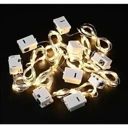 Светодиодная гирлянда на серебряной проволоке 2M 20 LED теплый свет, три режима, набор 10шт, батарейки в