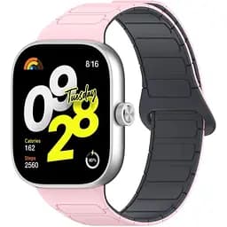 Ремінець DK CDK для Xiaomi Redmi Watch 4 Silicone Shaped Magnetic Band (018838) (pink / grey) - мініатюра 2
