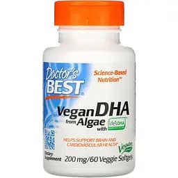 Жирні кислоти Doctor's Best Vegan DHA from Algae, 60 вегакапсул
