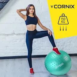 М'яч для фітнесу (фітбол) Cornix 55 см напівмасажний Anti-Burst Mint XR-0464 - мініатюра 6