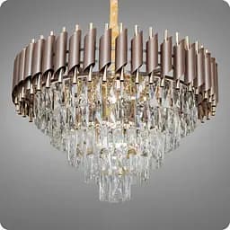 Люстра кришталева світлодіодна 517 Dlight на 11 ламп E14 Золото Коричневий (02021)