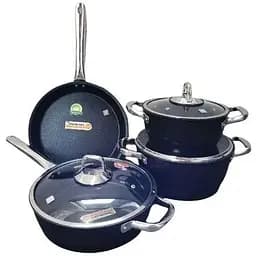 Набір каструль Casa Royal Diamond Pro Pearl P-UKR2010 з гранітним покриттям Чорний