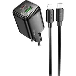 МЗП Hoco N53 Monsoon PD30W+QC3.0 (1USB-A/1C) + кабель Type-C to Lightning Black