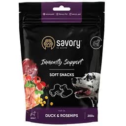 М'які ласощі для собак Savory для зміцнення імунітету качка та шипшина 200 г (31331)