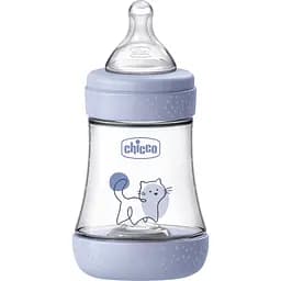Бутылка для кормления Chicco Perfect 5 пластиковая с силиконовой соской 0+ месяцев голубой 150 мл (20211.22.40)