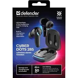 Гарнітура TWS ігрова Defender CyberDots 285 Bluetooth чорна (63285) - мініатюра 2