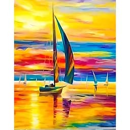 Алмазна вишивка Josef Otten Парусник Відпочинок у морі зі стразами на підрамнику 50x40 см (1558735083)