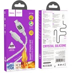 Дата кабель Hoco U124 Stone silicone power-off 60W Type-C to Type-C (1.2m) Gray - мініатюра 6