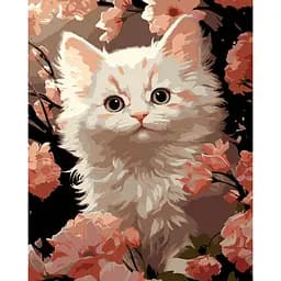 Набор для росписи по номерам Strateg Белый котенок на черном фоне 40 х 50 см (AH1229-17)