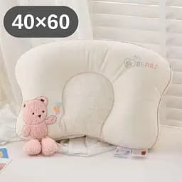 Дитяча подушка з ведмедиком ортопедична — м'яка, дихаюча, підтримка шиї рожева 40×60 KT8002204