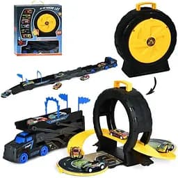 Набор игровой трейлер трансформер колесо трек 6 металлических машин Желтый
