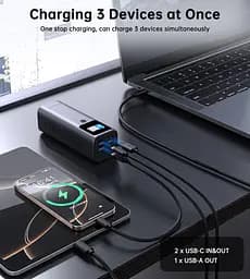 УМБ Choetech 27000mAh 140W PD5.0,QC3.0, USB-A, 2xUSB-C In/Out, TFT Display, black - мініатюра 7