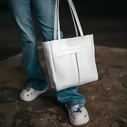 Шопер шкіряний білий жіночий Handycover S429 з 2 ручками - мініатюра 9