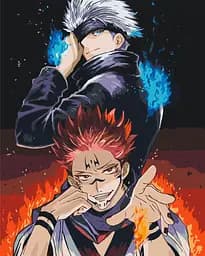 Картина за номерами Магічна битва Годжо Сатору та Сукуна Jujutsu Kaisen Gojo and Sukuna 40х50 см PN JK SGS