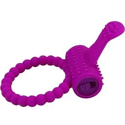 Кільце ерекційне для пеніса з вібратором для клітора фіолетове