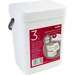 Ведро для мусора MBM My Home с крышкой 3 л белое (BIN-11 3L WHITE/ANTHRACITE)