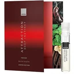 Листівка з пробним зразком Туалетної води Avon Attraction Deep Instinct для Нього 0.6 мл (158511442)