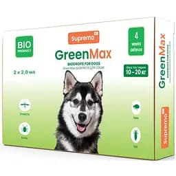 Краплі Supremo GreenMax Біо для собак вагою 10-20 кг 2 мл х 2 шт.