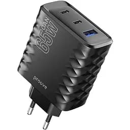 Мережевий зарядний пристрій Proove Speed Surge Gan 65W (USB + 2 Type-C) Black (WCSS60120001)