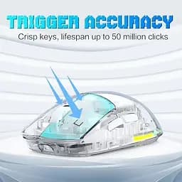 Комп'ютерна мишка Onikuma CW-26 Pro для ПК та ноутбука з RGB підсвіткою 4800 DPI та Bluetooth + 2.4GHz прозора - мініатюра 5