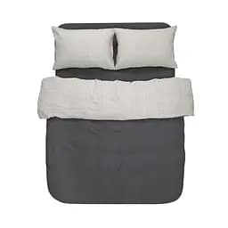 Постельное белье со льна Lotus Home - Karlin stripe linen антрацит евро