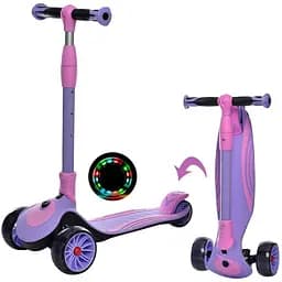 Самокат детский iTrike складной 36х14х65-76 см Фиолетовый 000222602