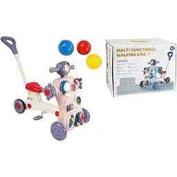 Дитяча багатофункціональна каталка-ходунки 7 в 1 з музикою, іграшками та підсвіткою, рожевого кольору