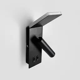 Чорне бра із спотом та верхньою підсвіткою на 2 вимикачі 24х7х13 см Line F Арт. WJ116/2 BK|BK