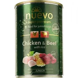 Влажный корм для щенков Nuevo Junior с курицей, говядиной и рисом + кальций 400 г (95013 (409))