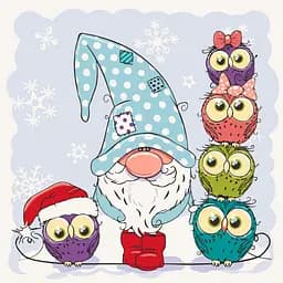 Розпис на полотні "Гномік із совами" Art Craft 15556-AC 30х30 см