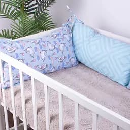 Захисна подушка-борт MirSon Kids Time 18-0006 Rainbow Unicorn, синя, 4 шт. - мініатюра 2