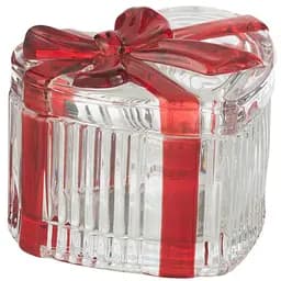 Банка J-line ємність для зберігання різдвяна 8x9 см з бантиком у формі серця червона (49118)