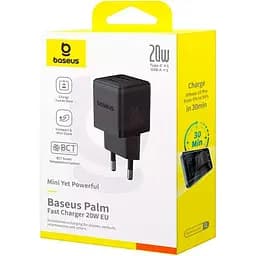Мережевий зарядний пристрій Baseus Palm Fast Charger Type-C+USB 20W P10111608113-00 Black - мініатюра 5