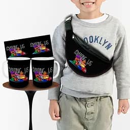 Набор: детская сумка-бананка+кружка Амонг Ас "Among Us" 32х15см,бананка для мальчика через плечо (00887)