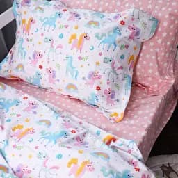 Простирадло на гумці MirSon Poplin Line Kids 05 Pony 60х120 см рожеве (2200009715877) - мініатюра 5