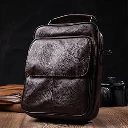 Стильний чоловічий месенджер з натуральної шкіри Vintage 21949 коричневий - мініатюра 7