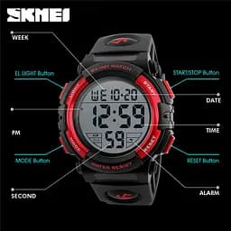 Чоловічий спортивний наручний годинник Skmei 1258 Червоний - мініатюра 5