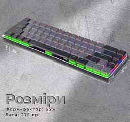 Клавіатура ігрова бездротова механічна GamePro MK-122R 2.4G Wireless Red Swich Low Profile Dark Gray - мініатюра 9