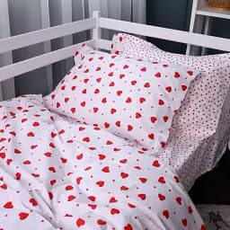 Наволочка MirSon Poplin Line Kids 01 Little Hearts 50х70 см біла з червоним (2200009710469) - мініатюра 3