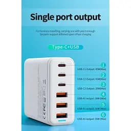 ЗП XO L133 Desktop GaN 3USB-A/3USB-C 75W 1.5m White - мініатюра 3