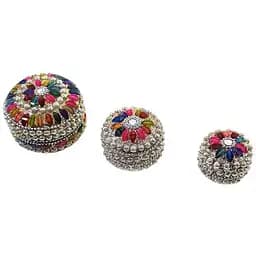 Скриньки металеві з перлами 7.5х7.5х4 см 6х6х3 см 5х5х3.5 см 3 шт