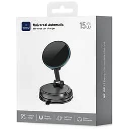 Автотримач з Бездротовий зарядний пристрій WIWU CH-326 Universal Vacuum Suction Magnetic 15W Black - мініатюра 6